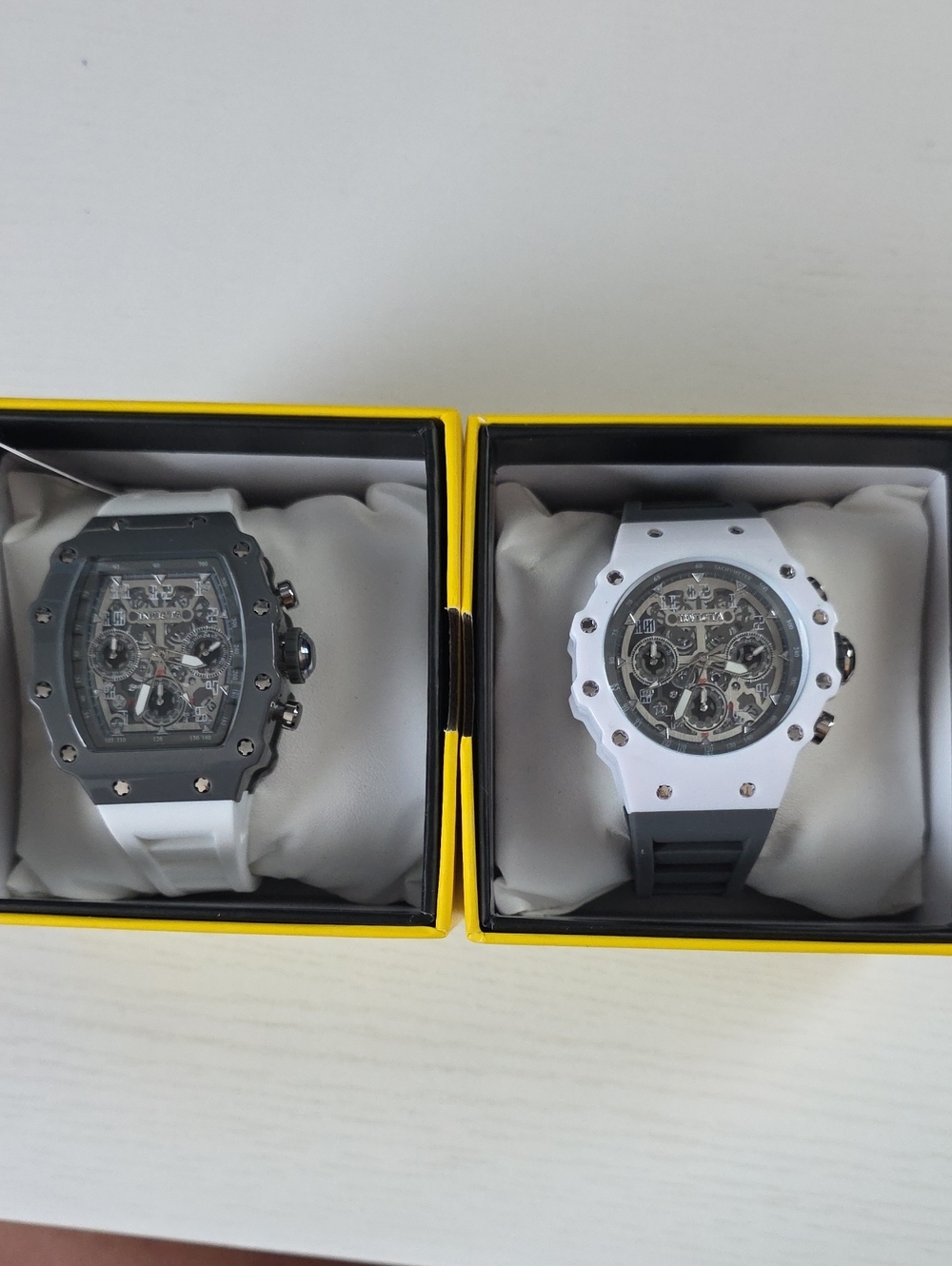 463.m Pair Of Invicta Racing Watches -grey & White